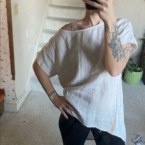 Terzo Millennio Women's White Cream Linen Tunic Top
